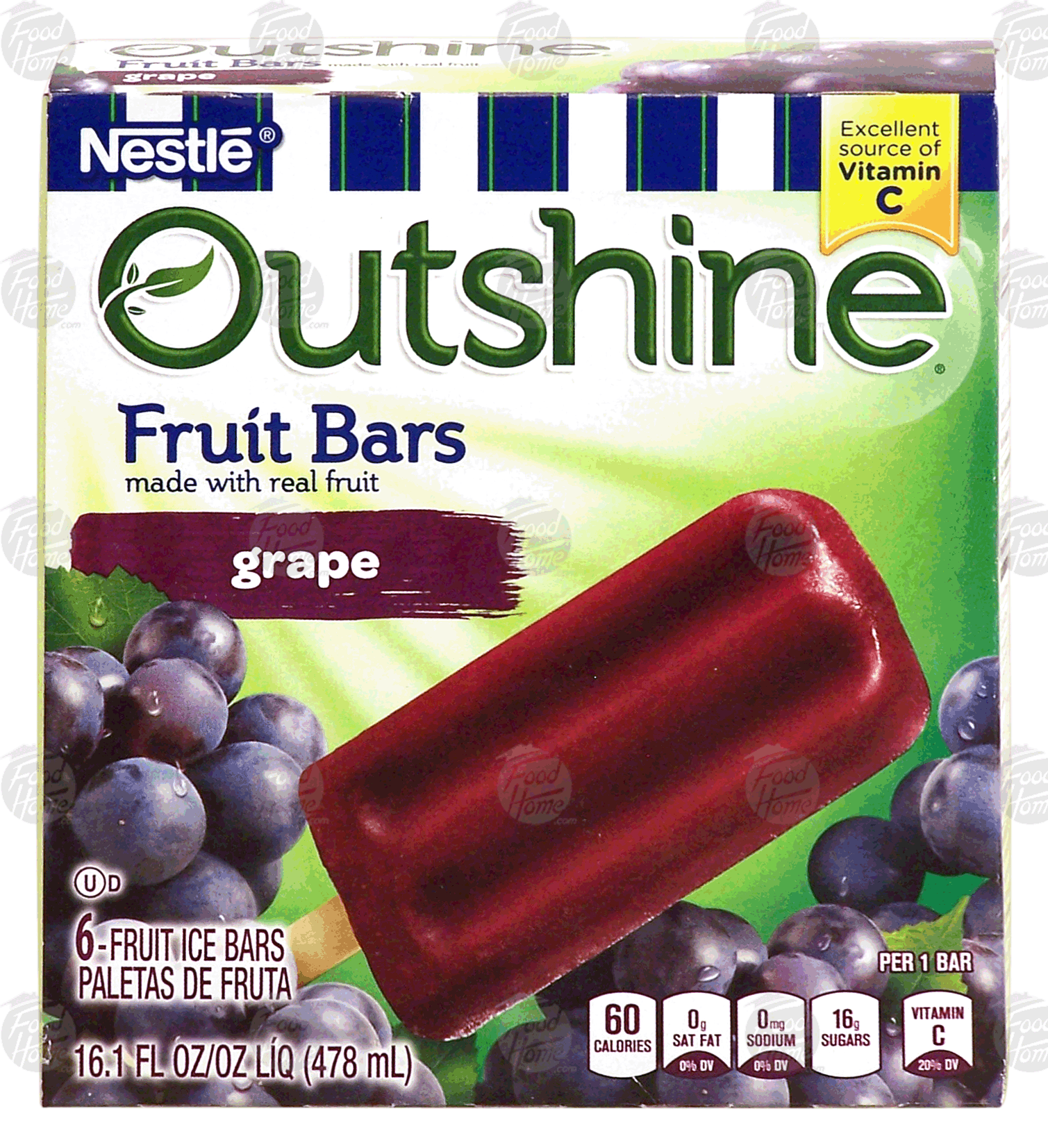 Nestle Outshine grape fruit ice bars made with real fruit, 6 bars Full-Size Picture